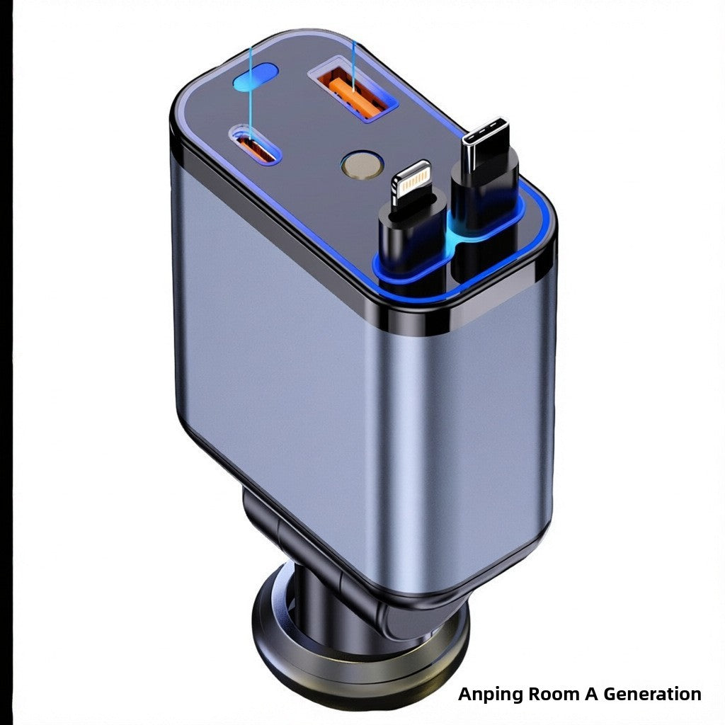 120W Retractable Cable Car Charger with Digital Display